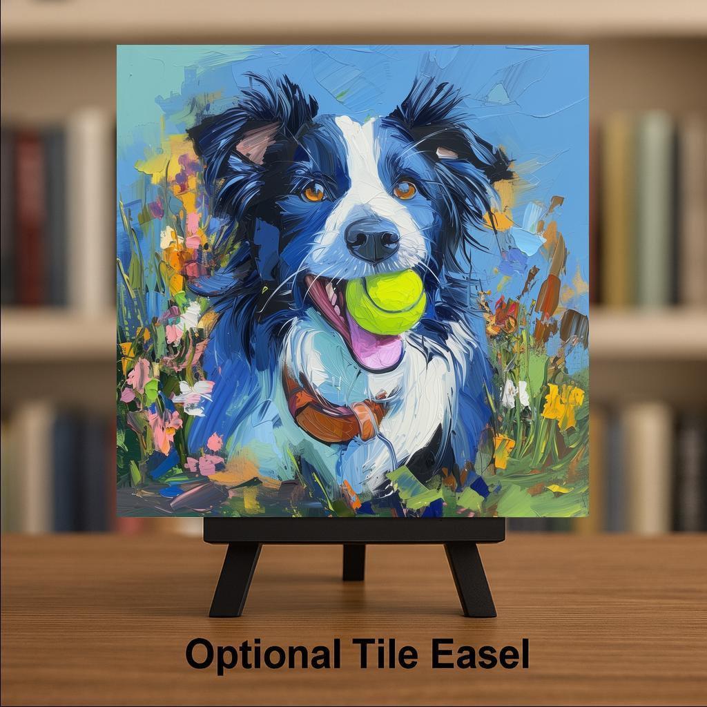 Border Collie Wall Art Ceramic Tile Dog Lover Gift Border Collie Memorial Gift Dog Breed Portrait Tile