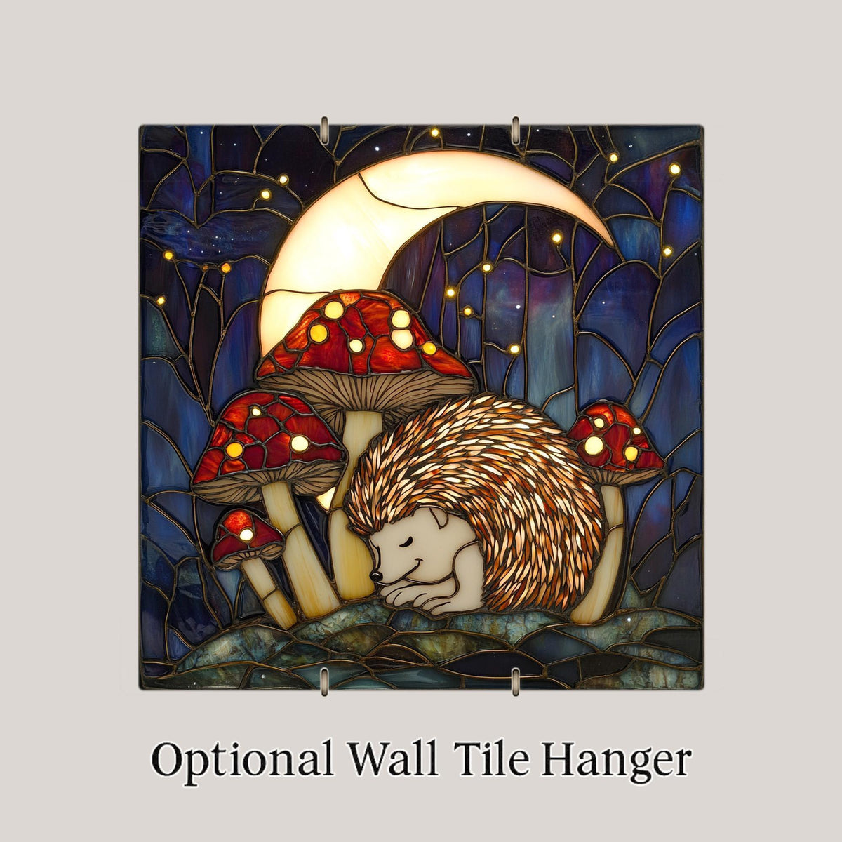 Sleeping Hedgehog Wall Art Ceramic Tile Woodland Nursery Gift Enchanted Decor Hedgehog Lover Art Cottage Gift Tile