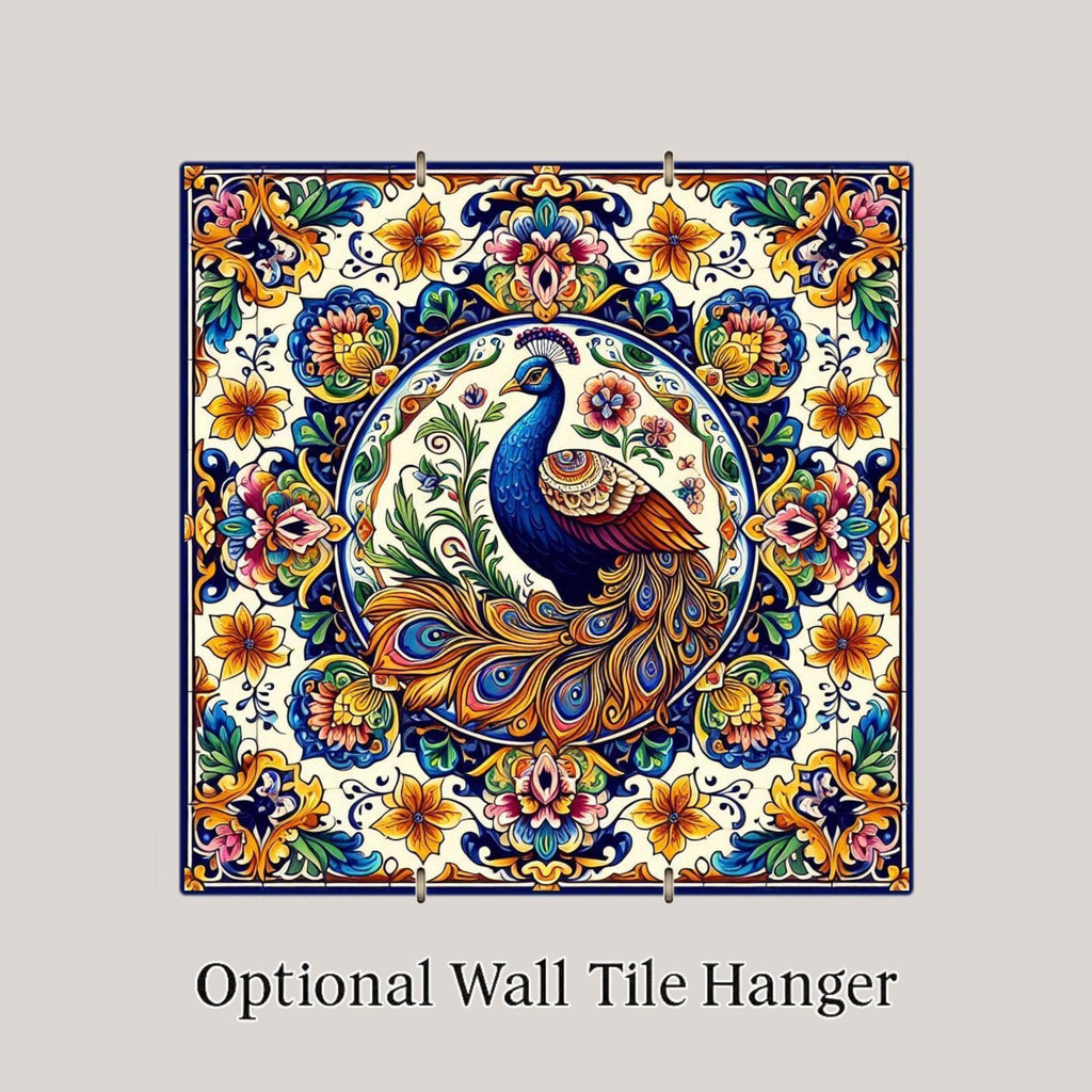 Talavera Peacock Wall Art Ceramic Tile Mexican Folk Art Decor Colorful Bird Kitchen Home Decor Boho Peacock Nature Art