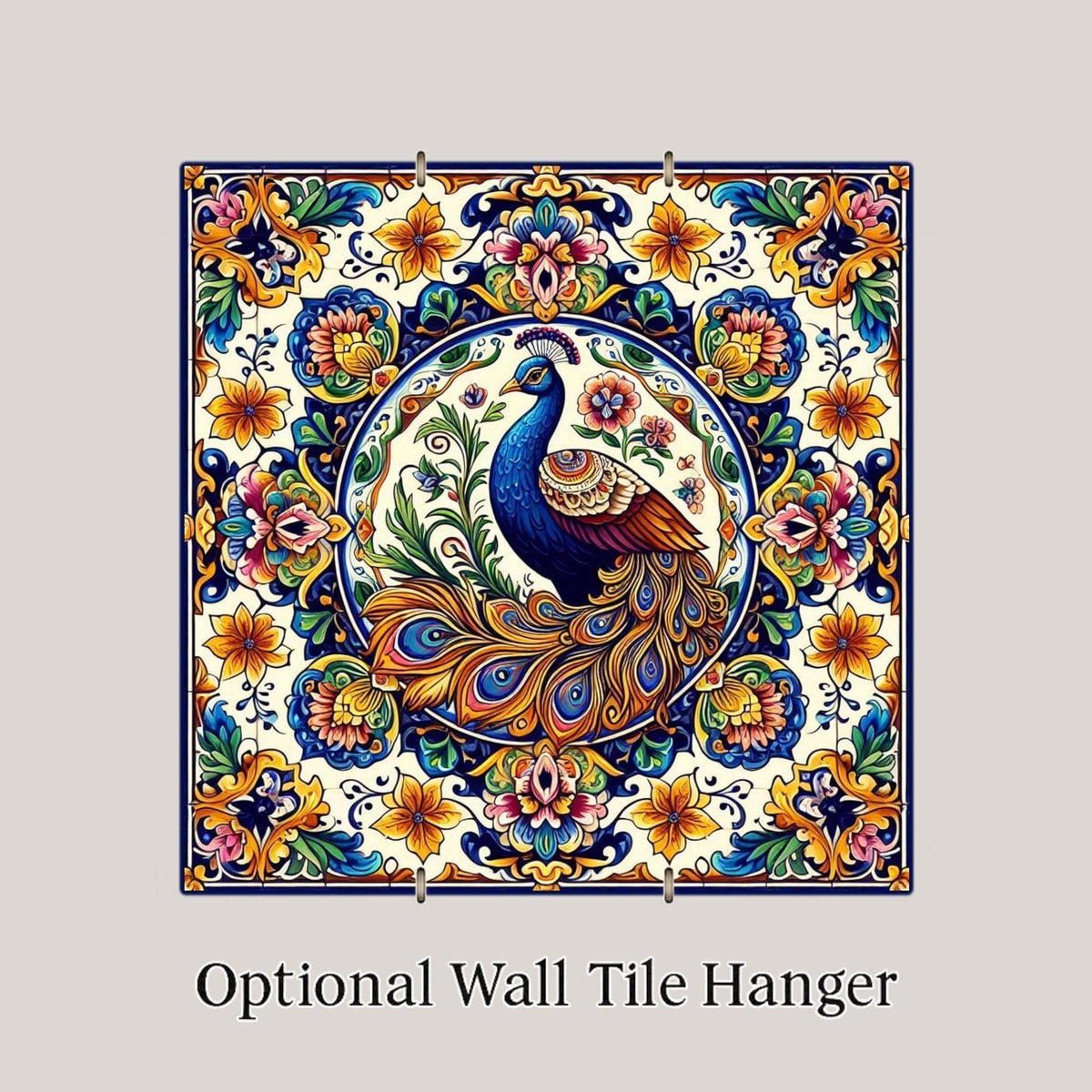 Talavera Peacock Wall Art Ceramic Tile Mexican Folk Art Decor Colorful Bird Kitchen Home Decor Boho Peacock Nature Art