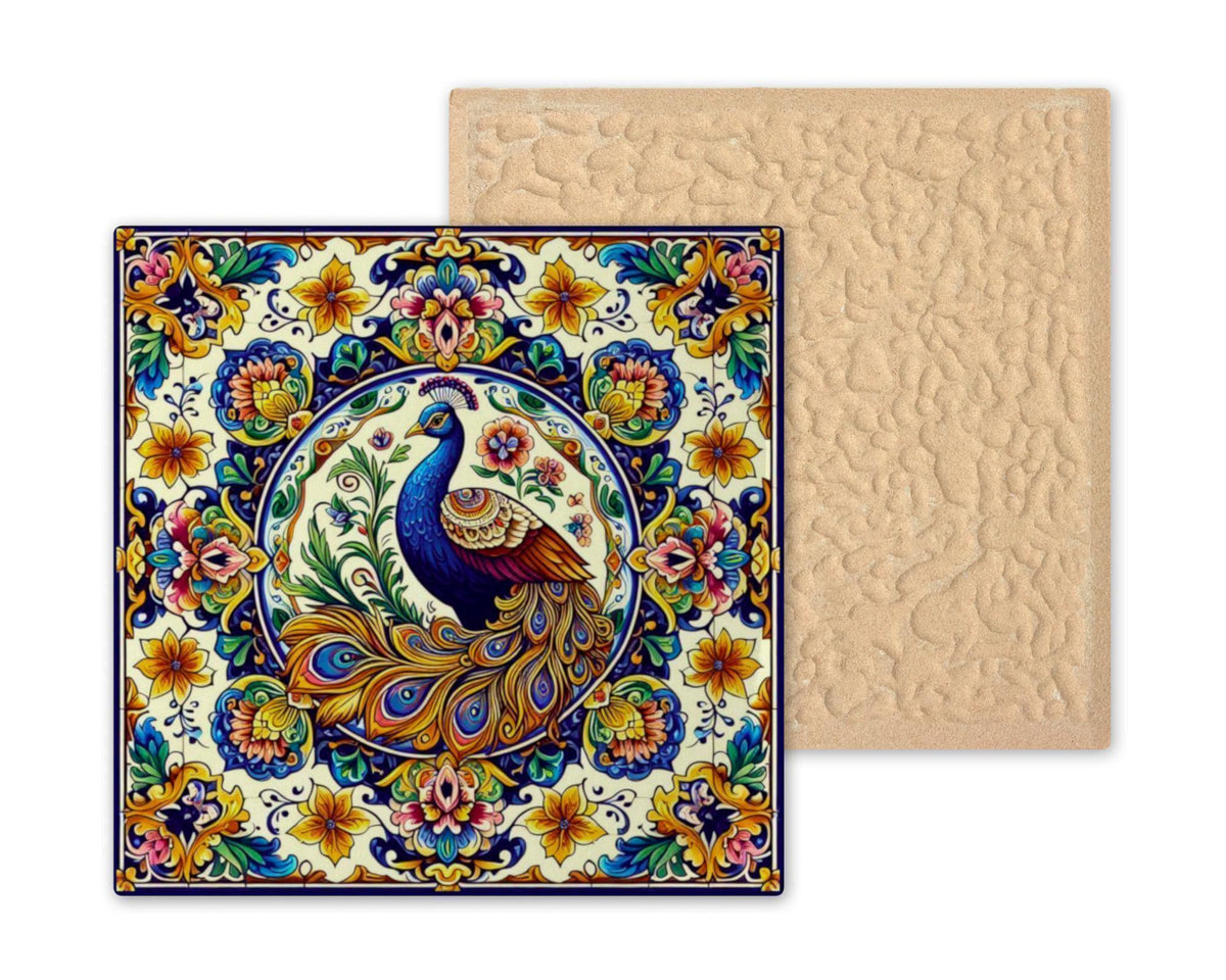 Talavera Peacock Wall Art Ceramic Tile Mexican Folk Art Decor Colorful Bird Kitchen Home Decor Boho Peacock Nature Art