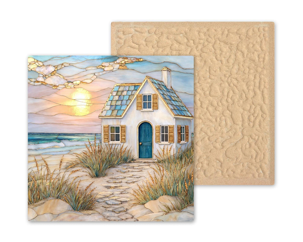 Coastal Cottage Wall Art Ceramic Tile Beach House Sunset Ocean Decor Seaside Gift Anniversary Birthday Nature