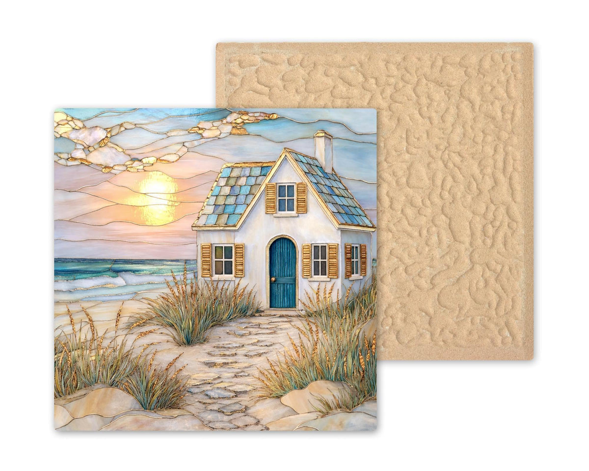 Coastal Cottage Wall Art Ceramic Tile Beach House Sunset Ocean Decor Seaside Gift Anniversary Birthday Nature