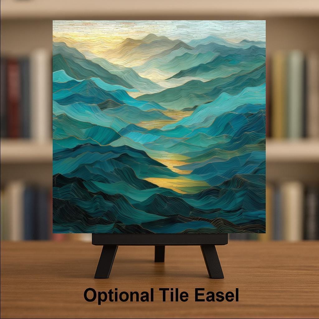 Smoky Mountains Sunset Ceramic Art Tile: Cabin Wall Decor Nature Lover Gift Woodland Home Decor Wall Art Appalachian Blue Ridge Nature Art