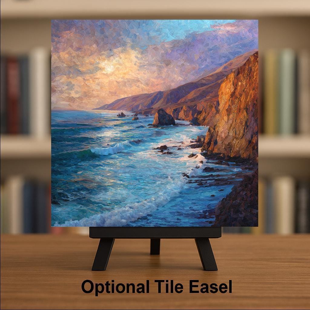 Big Sur Coastal Wall Art Ceramic Tile California Highway Gift Pacific Coast Decor Scenic Art Cliff Lover Tile