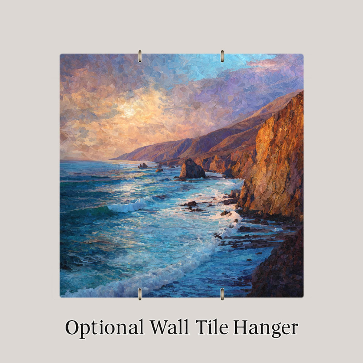 Big Sur Coastal Wall Art Ceramic Tile California Highway Gift Pacific Coast Decor Scenic Art Cliff Lover Tile
