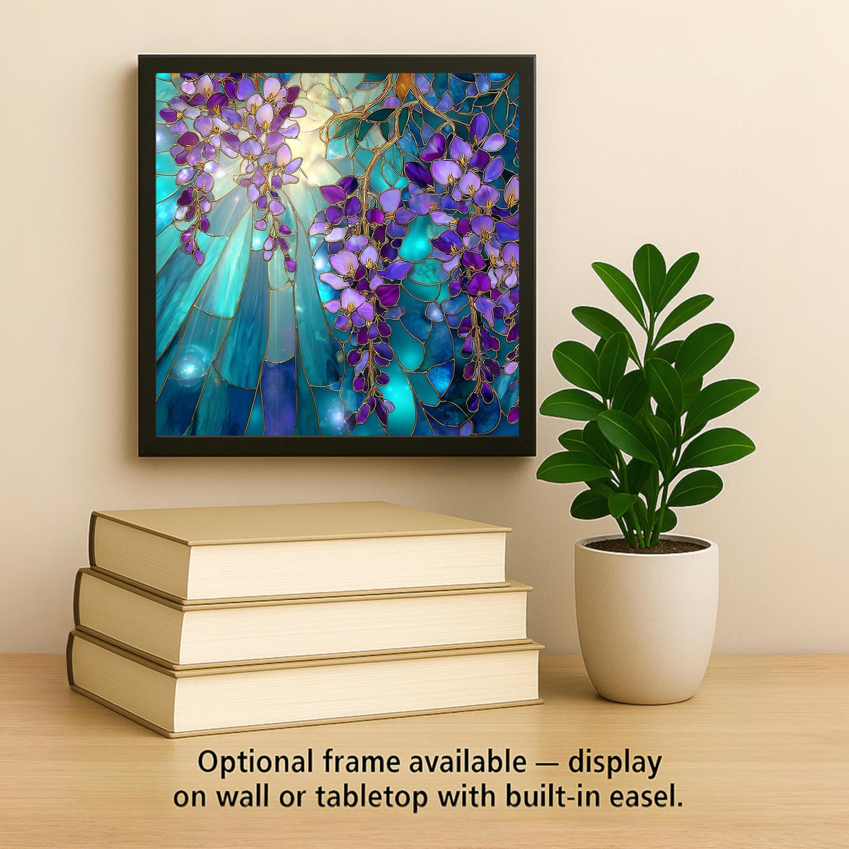 Wisteria Wall Art Ceramic Tile Stained Glass Style Purple Floral Gift Garden Decor Botanical Nature Wisteria Lover Art