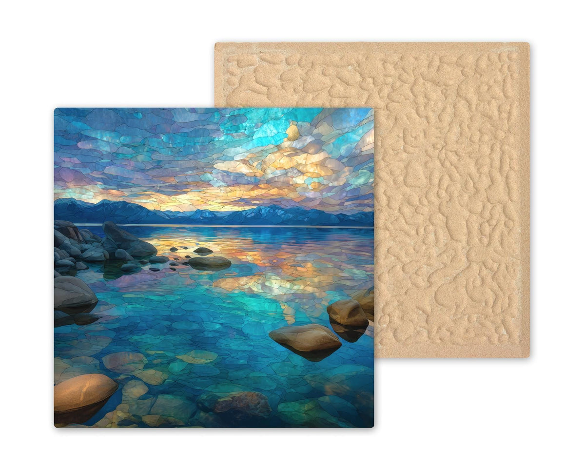 Lake Tahoe Alpine Wall Art Ceramic Tile California Gift Crystal Lake Decor Scenic Mountain Art Nature Gift Tile