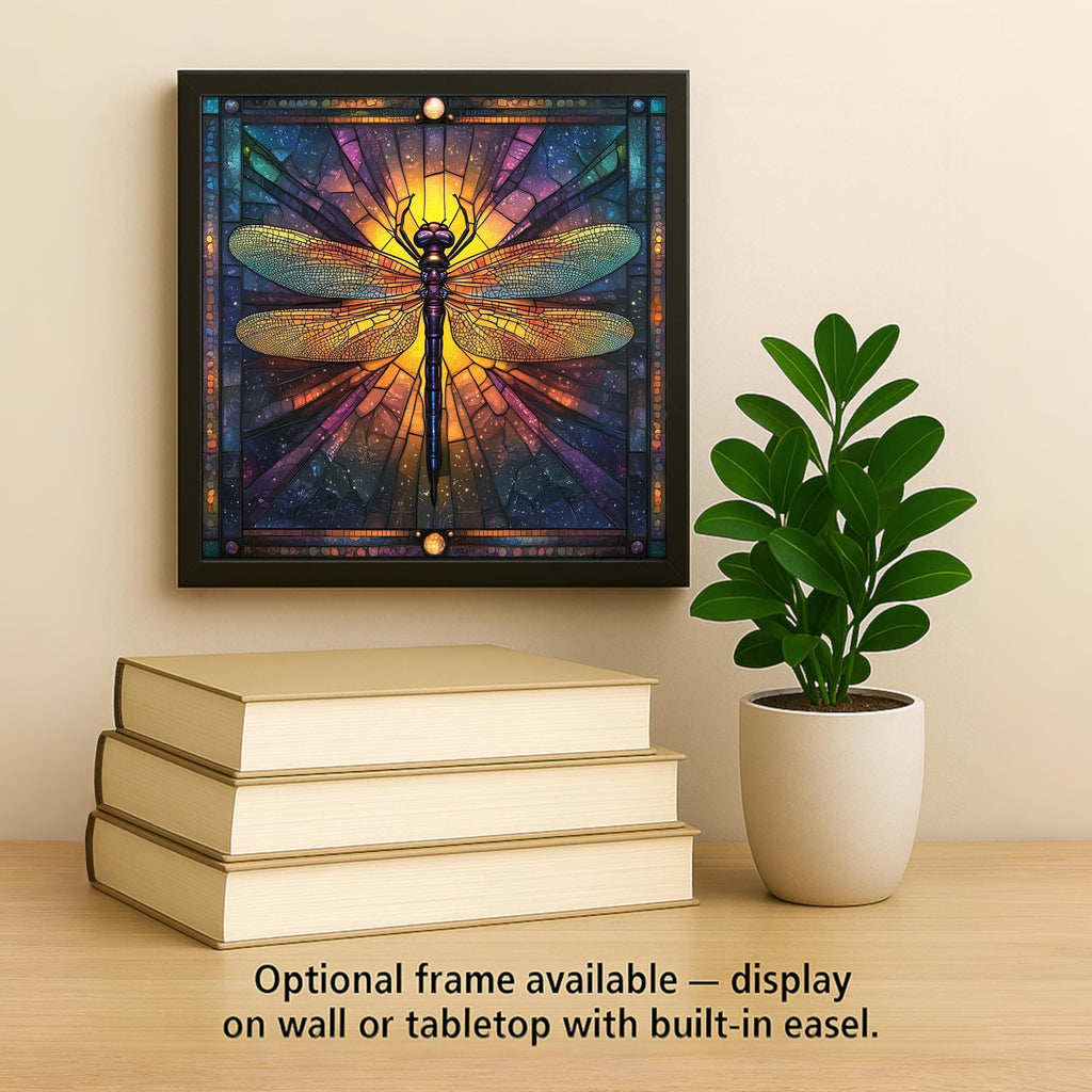 Dragonfly Ceramic Art Tile – Stained Glass Style, Art Nouveau William Morris, Memorial Sympathy Gift, Dragonfly Lover