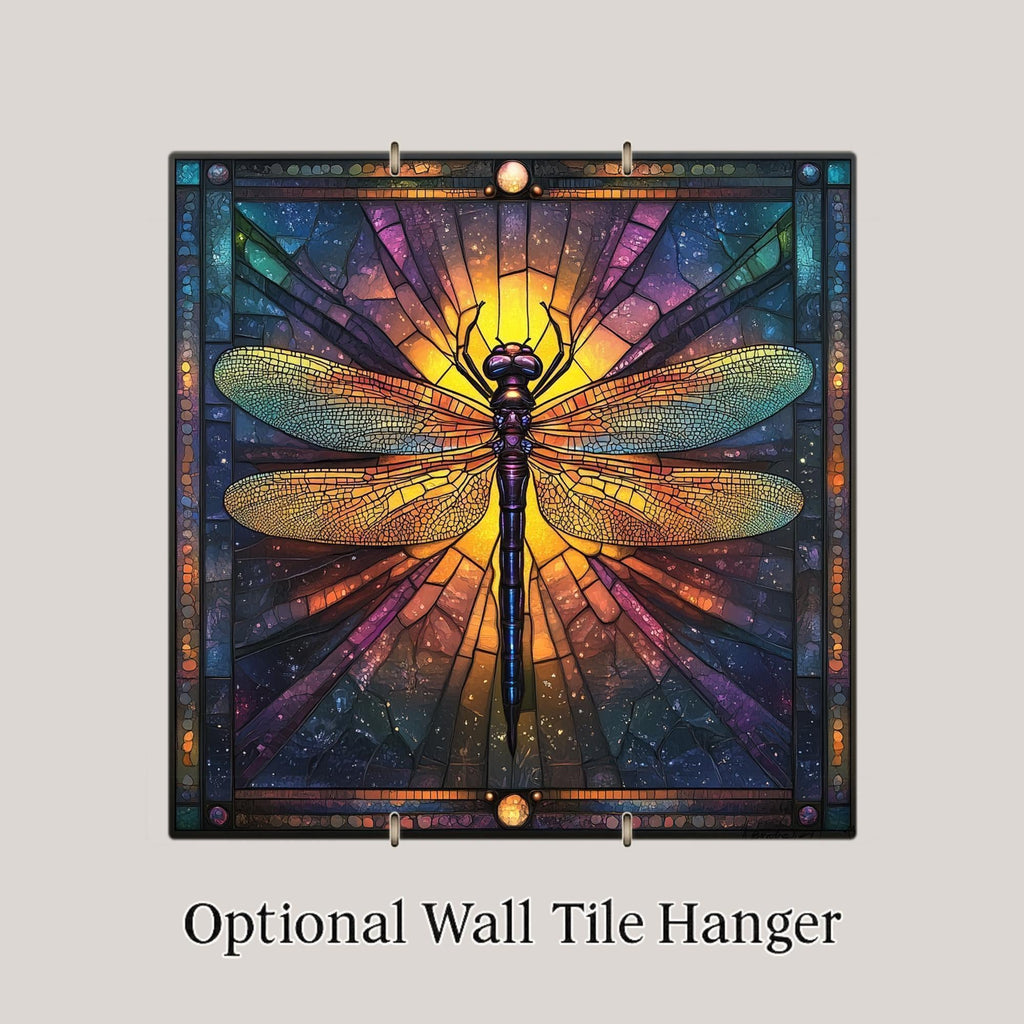 Dragonfly Ceramic Art Tile – Stained Glass Style, Art Nouveau William Morris, Memorial Sympathy Gift, Dragonfly Lover