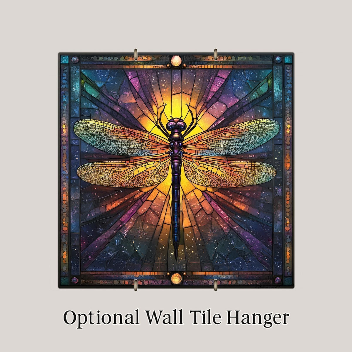 Dragonfly Ceramic Art Tile – Stained Glass Style, Art Nouveau William Morris, Memorial Sympathy Gift, Dragonfly Lover