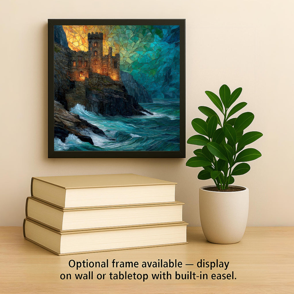 Coastal Castle Wall Art Ceramic Tile Fantasy Gift Ocean Fortress Decor Gothic Art Castle Lover Gift Tile