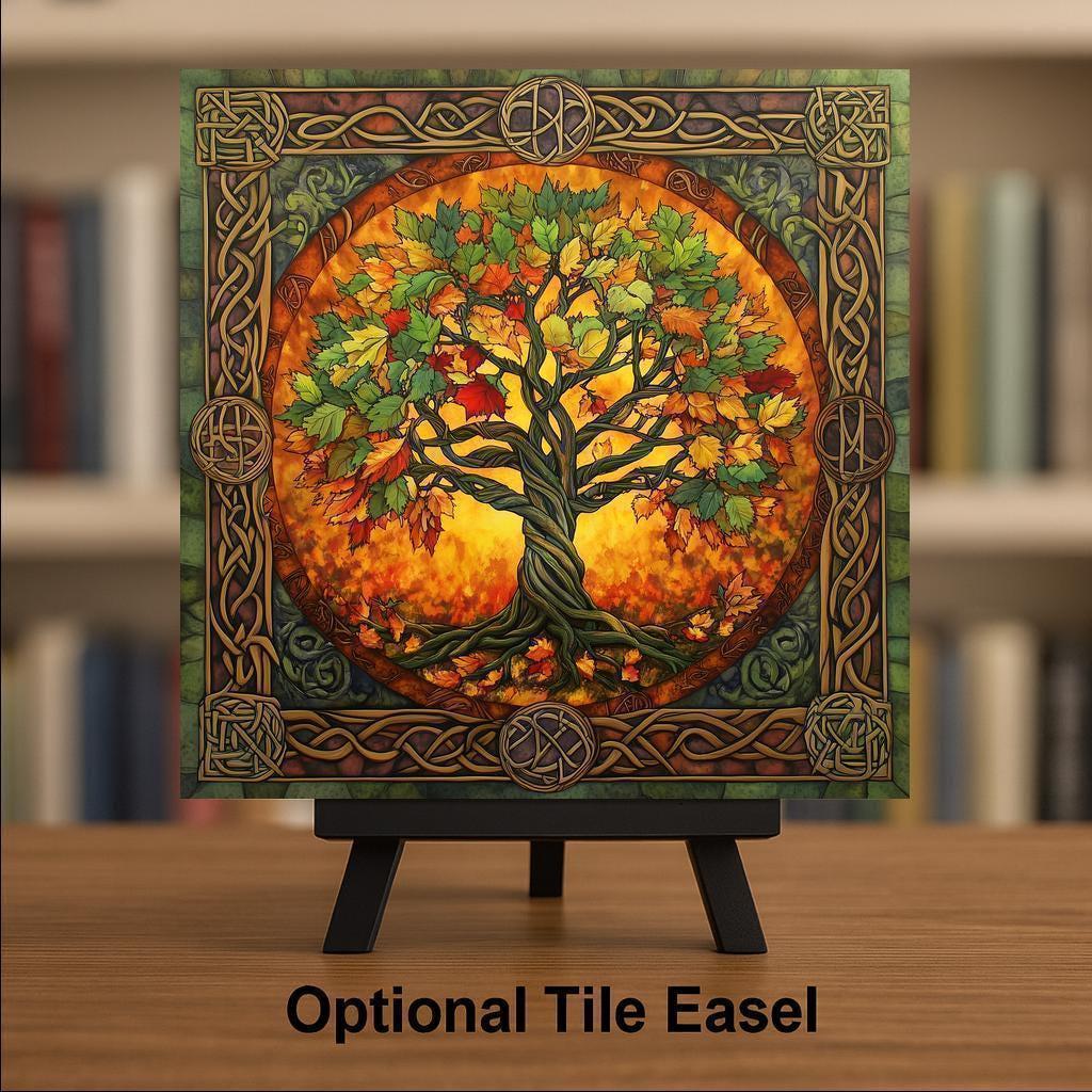 Pagan Tree of Life Ceramic Art Tile: Nature Wall Decor Art Lover Gift Home Decor Wall Art