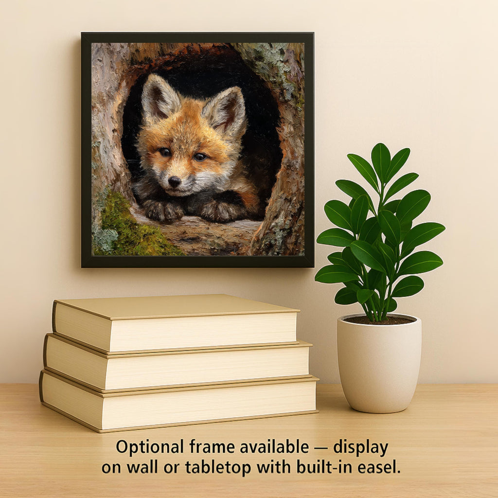 Baby Fox Stained Glass Style Ceramic Art Tile – Woodland Nursery Wall Decor, Rustic Forest Nature Gift