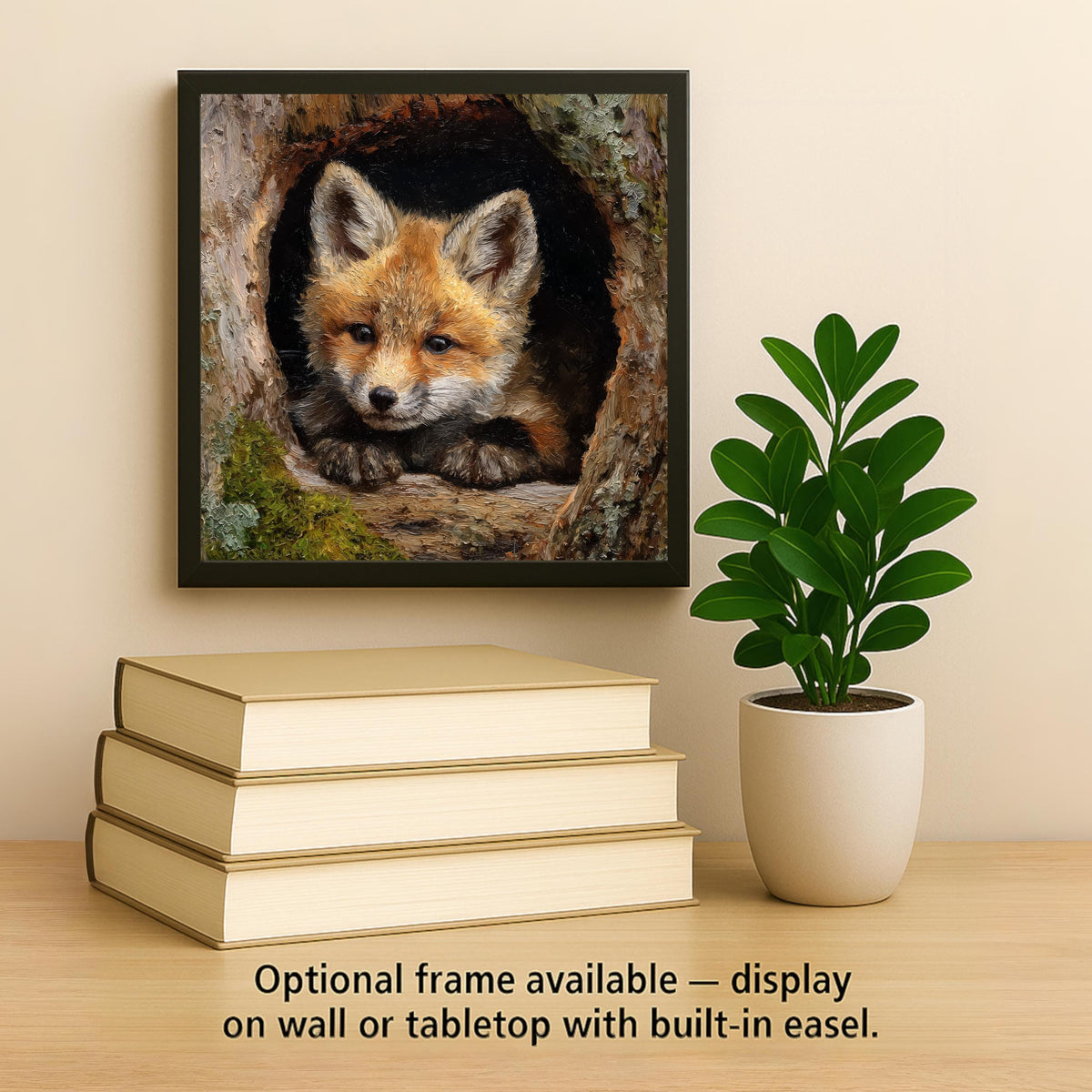 Baby Fox Stained Glass Style Ceramic Art Tile – Woodland Nursery Wall Decor, Rustic Forest Nature Gift