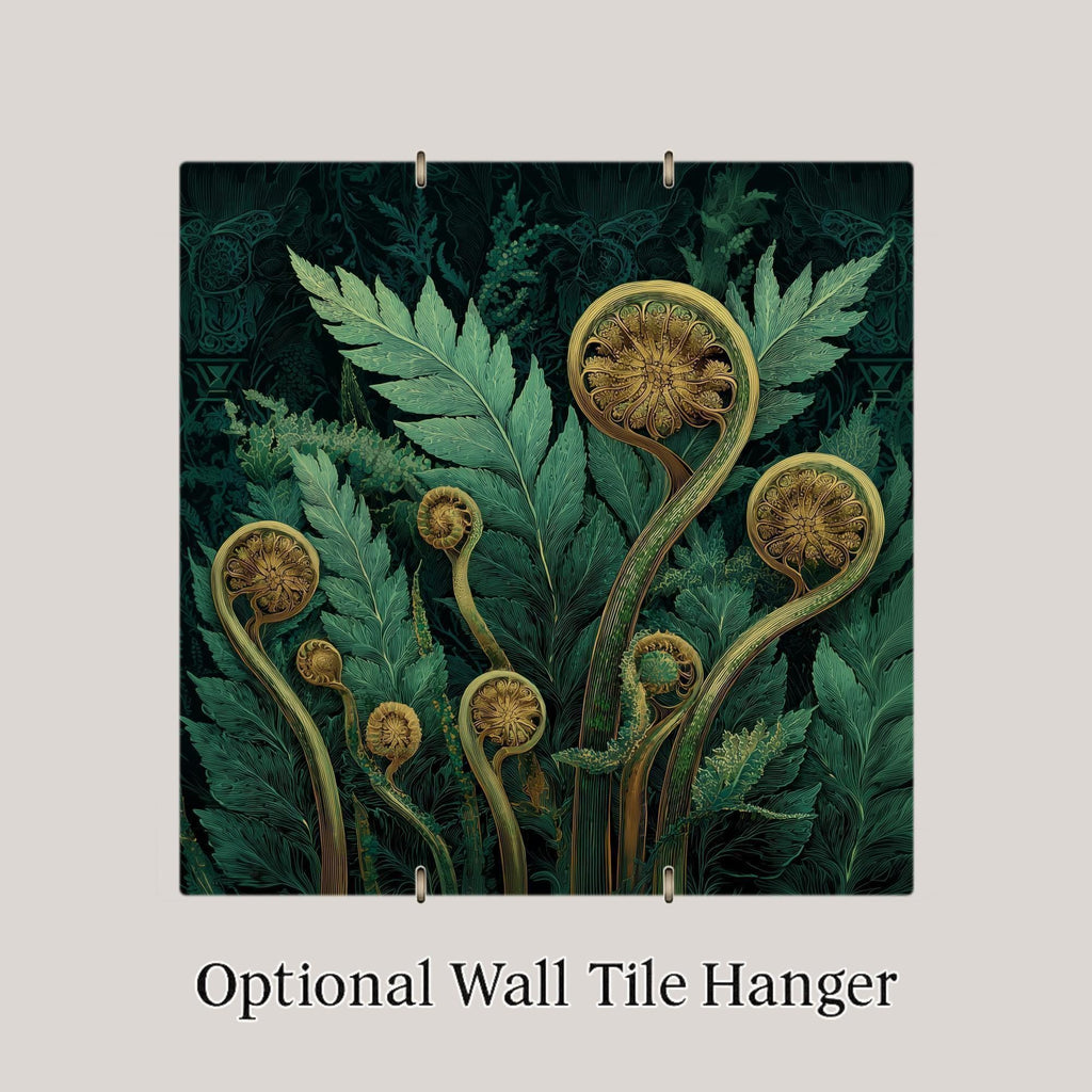 Fern Wall Art Ceramic Tile – Art Nouveau Botanical Decor, Emerald Green Woodland Home Decor