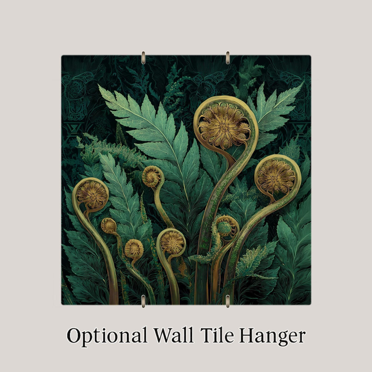 Fern Wall Art Ceramic Tile – Art Nouveau Botanical Decor, Emerald Green Woodland Home Decor