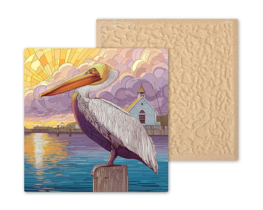Pelican Wall Art Ceramic Tile Coastal Bird Decor Pelican Lover Gift Harbor Bird Art