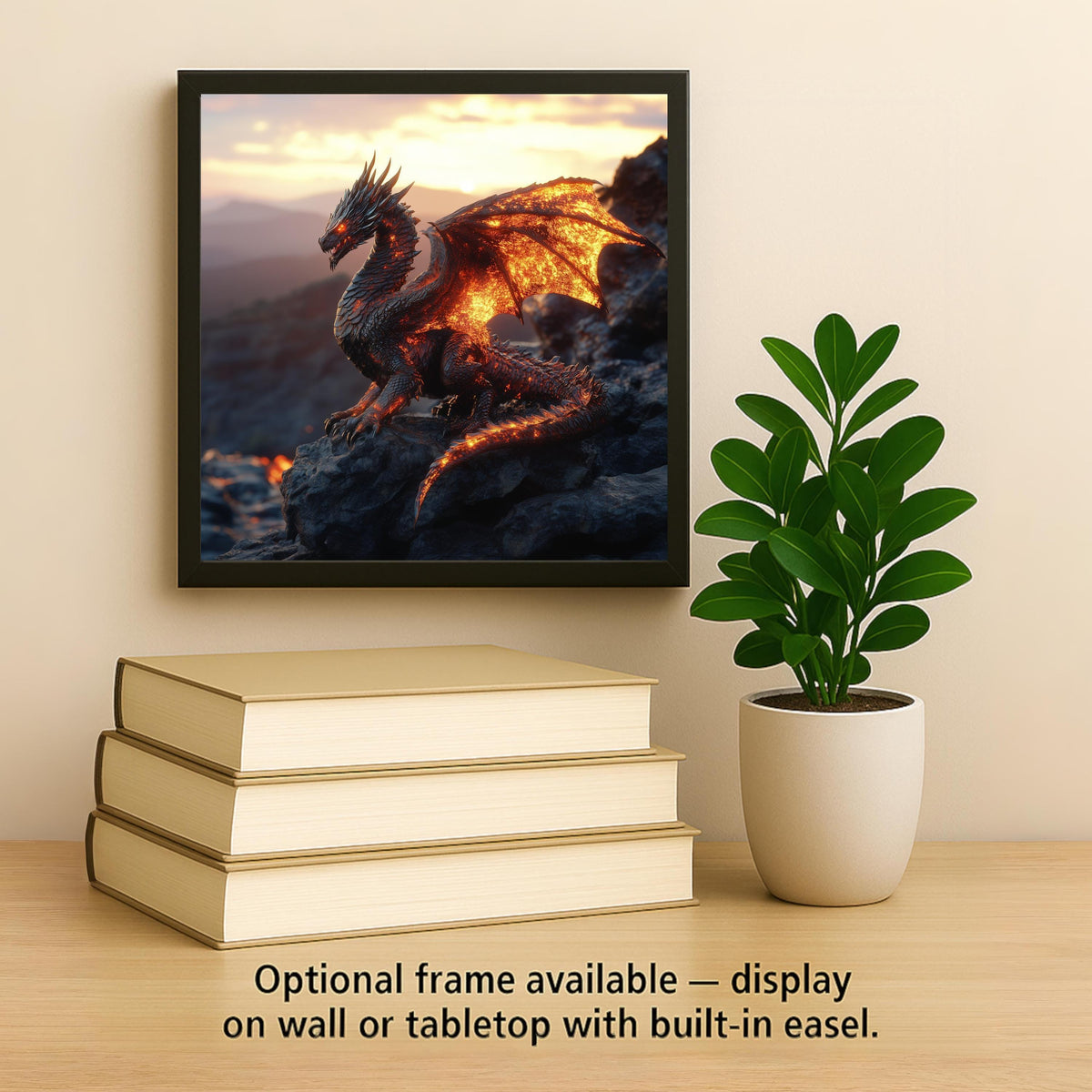 Fiery Dragon Wall Art Ceramic Tile Medieval Gift Lava Decor Myth Legend Art Fantasy Home Gift Tile