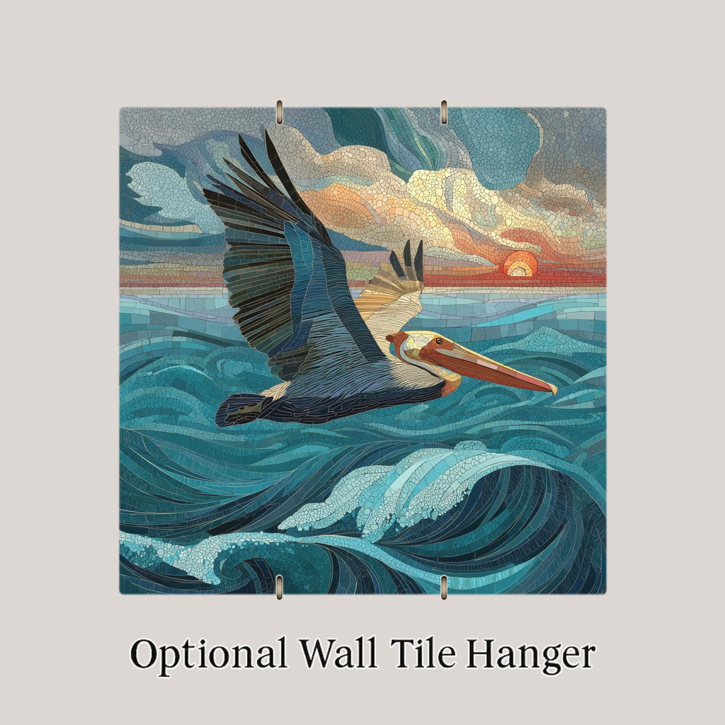 Pelican Wall Art Ceramic Tile Coastal Gift Mosaic Style Decor Ocean Bird Art Pelican Lover Nature Gift Tile