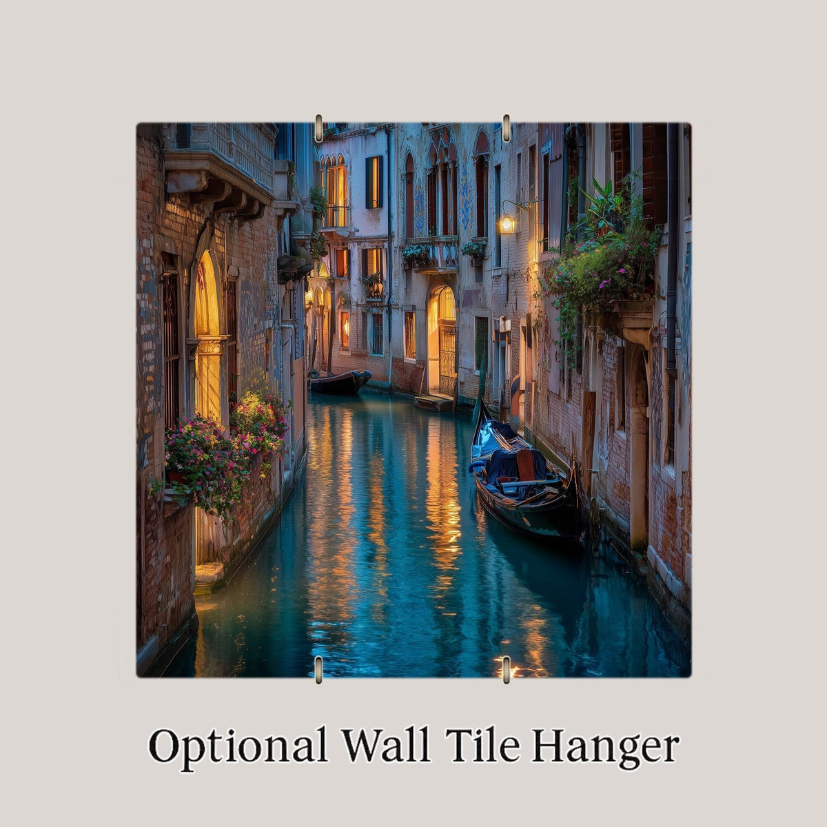 Venice Canal Night Wall Art Ceramic Tile Italy Gift Romantic Decor European Travel Art Venetian Gift Tile
