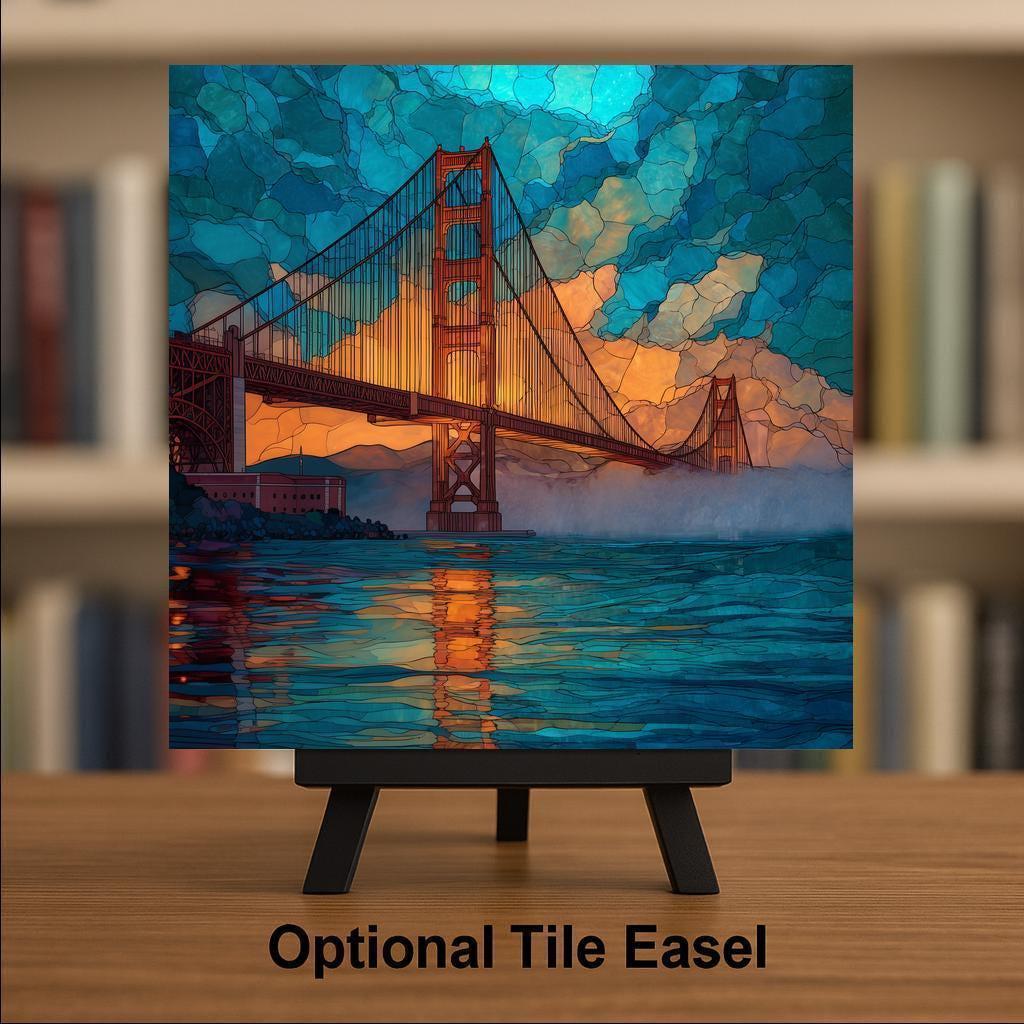 Golden Gate Bridge Wall Art Ceramic Tile San Francisco Gift California Landmark Decor Bay Area Art Gift Tile