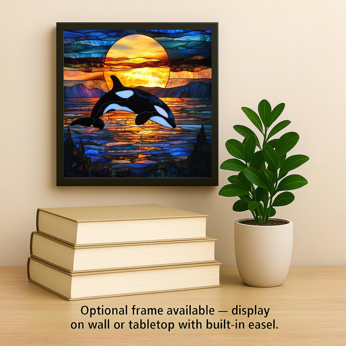 Orca Ceramic Tile Wall Art Ocean Sunset Coastal Whale Killer Whale Beach House Marine Sea Life Decor