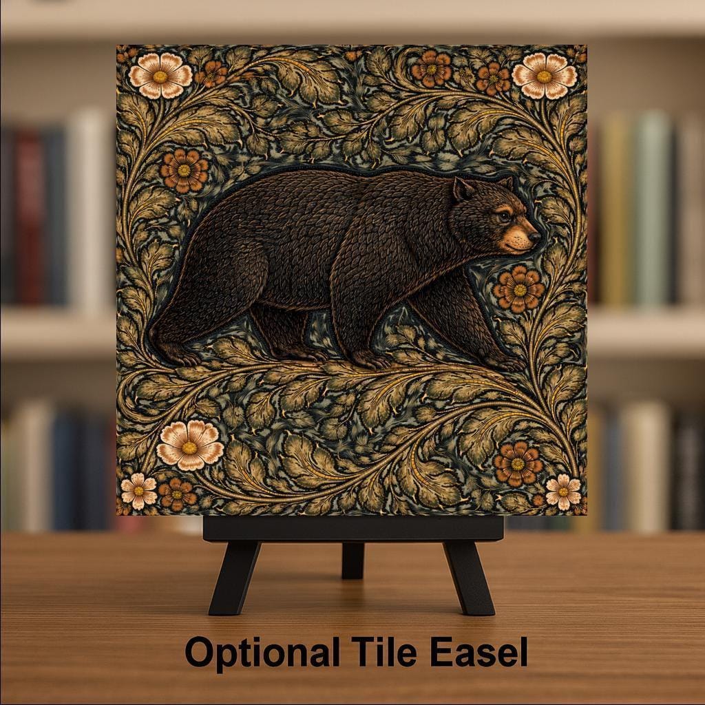 Bear Rustic Wall Art Ceramic Tile Cabin Decor Woodland Animal Art Lodge Wall Decor Forest Wildlife Art Rustic Home Decor