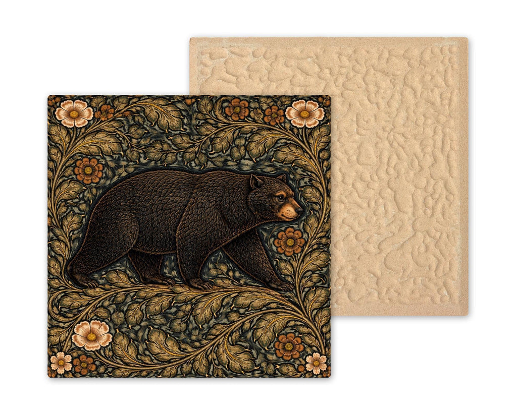 Bear Rustic Wall Art Ceramic Tile Cabin Decor Woodland Animal Art Lodge Wall Decor Forest Wildlife Art Rustic Home Decor