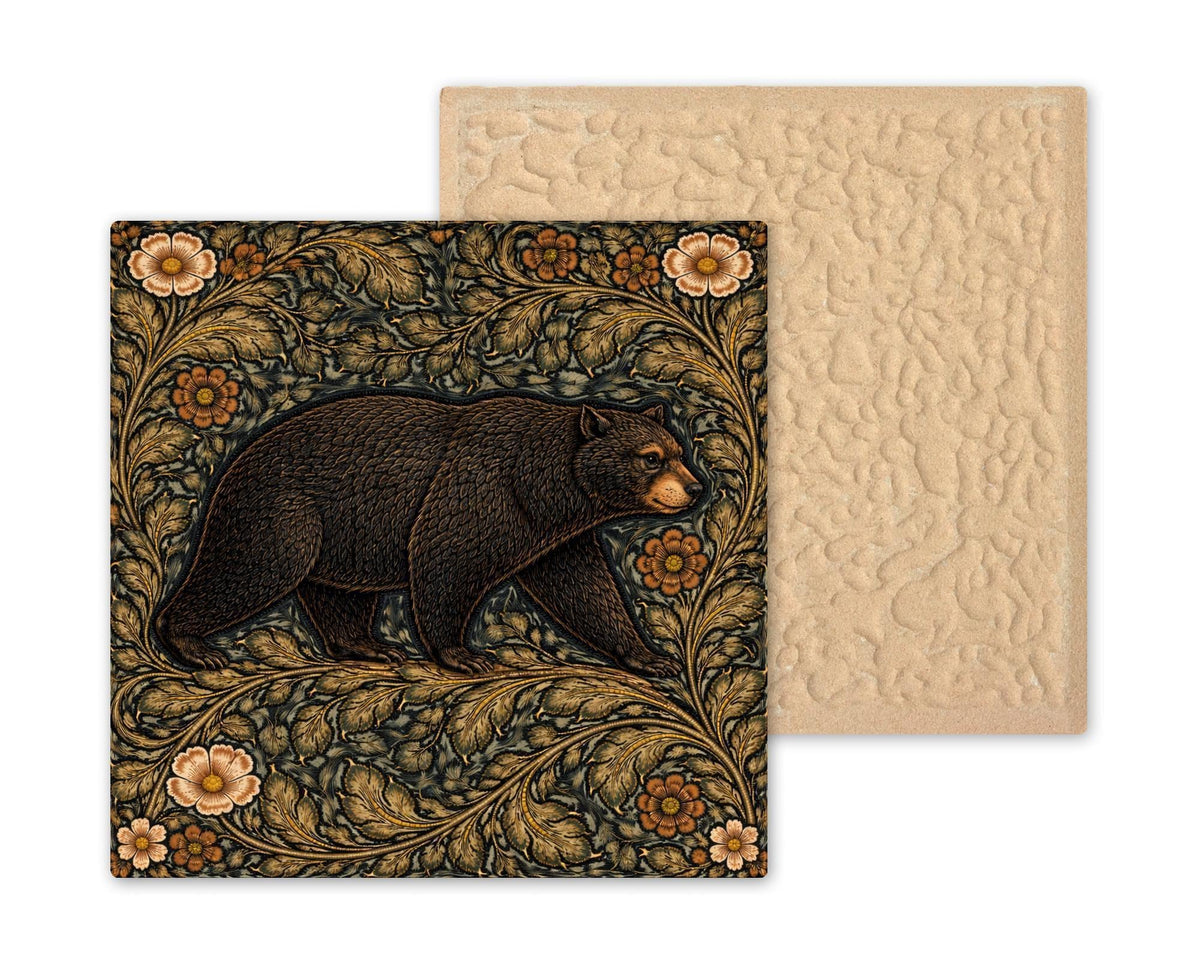 Bear Rustic Wall Art Ceramic Tile Cabin Decor Woodland Animal Art Lodge Wall Decor Forest Wildlife Art Rustic Home Decor