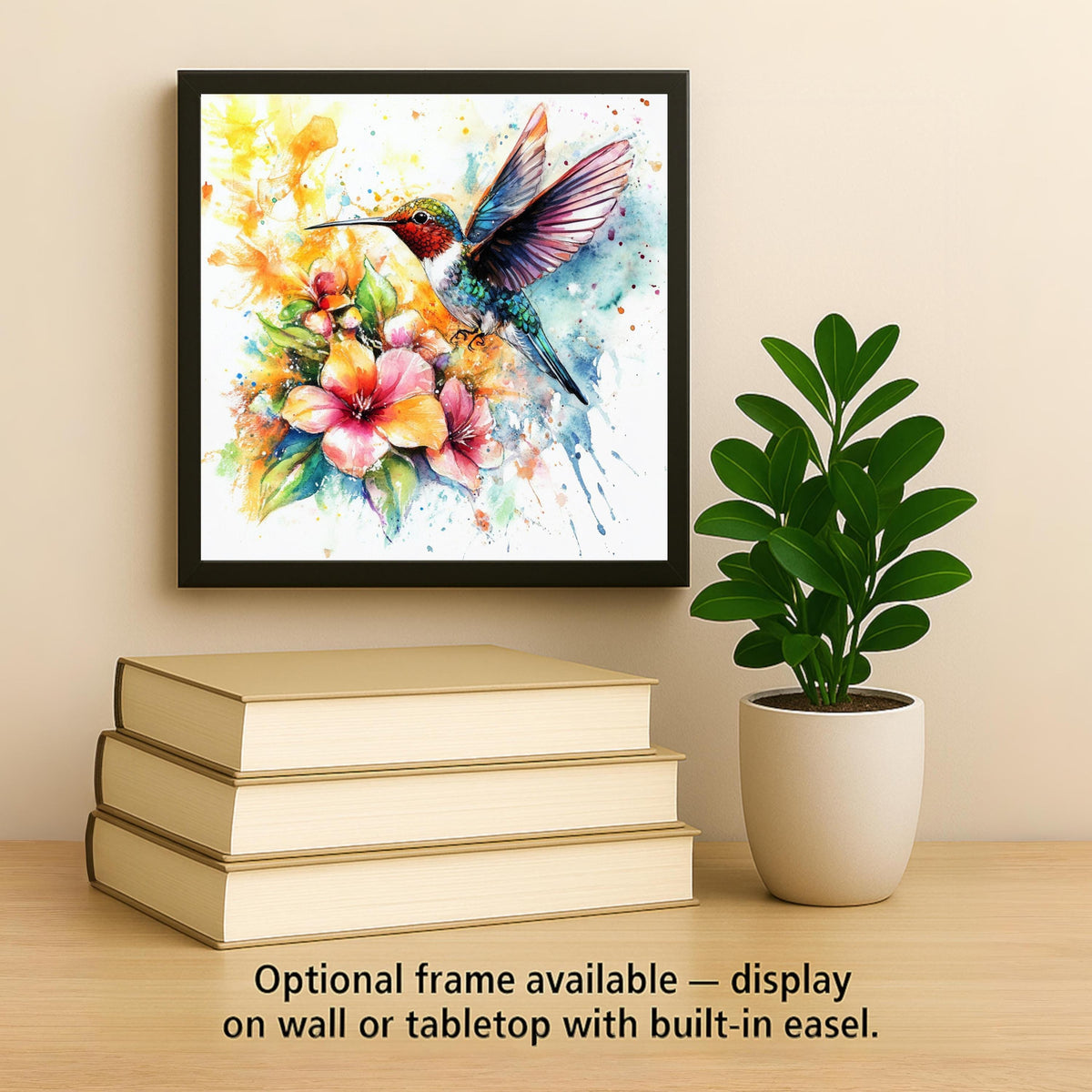 Watercolor Hummingbird Wall Art Ceramic Tile Garden Gift Floral Decor Nature Art Hummingbird Gift Bird Gift Tile