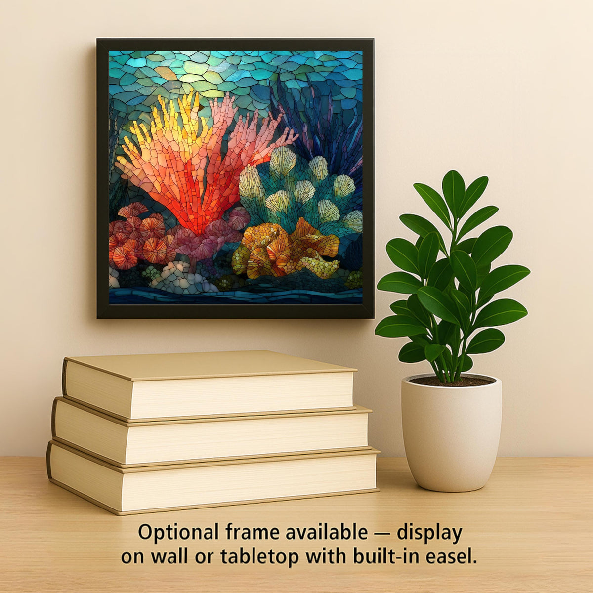 Coral Reef Wall Art Ceramic Tile Ocean Gift Stained Glass Decor Marine Nature Art Reef Lover Coastal Gift Tile