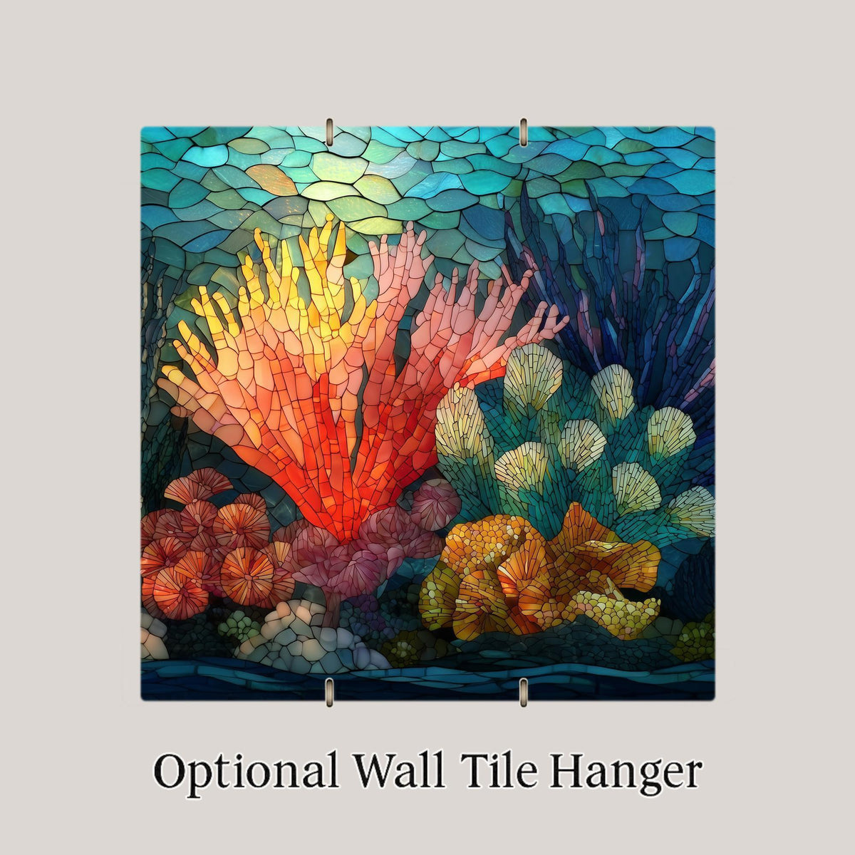 Coral Reef Wall Art Ceramic Tile Ocean Gift Stained Glass Decor Marine Nature Art Reef Lover Coastal Gift Tile