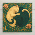 Enhance your space with this unique Yin Yang Cats ceramic tile wall art, inspired by Art Nouveau design. Perfect for adding a touch of charm to your home decor, this versatile piece can be used as wall art, a trivet, or a coaster. Bring a sense of balance and harmony to any room with this beautiful and functional decor item.