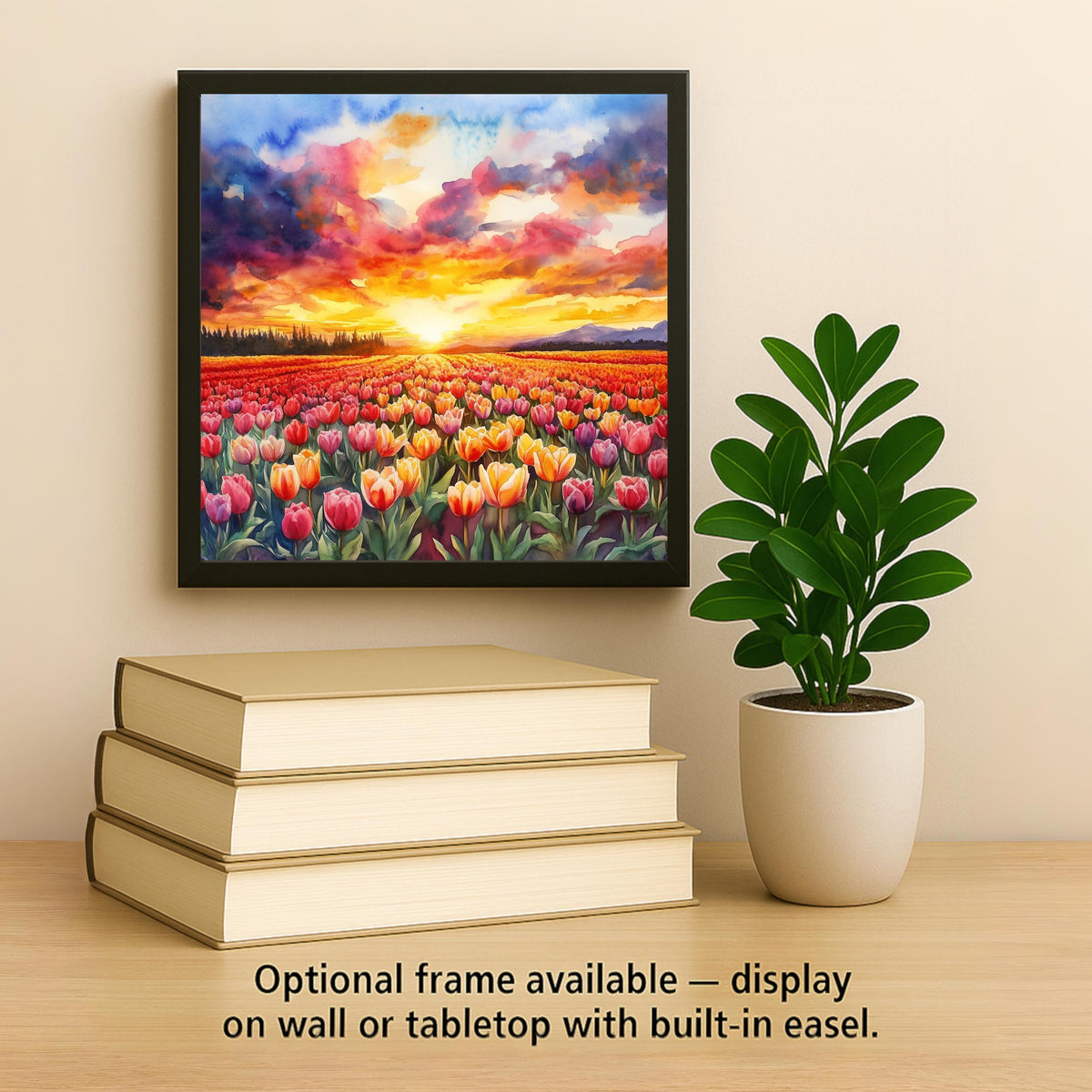 Tulip Fields Ceramic Art Tile: Nature Wall Decor Floral Home Decor Art Lover Gift Wall Art Spring Garden Tulip Botanical Floral Art