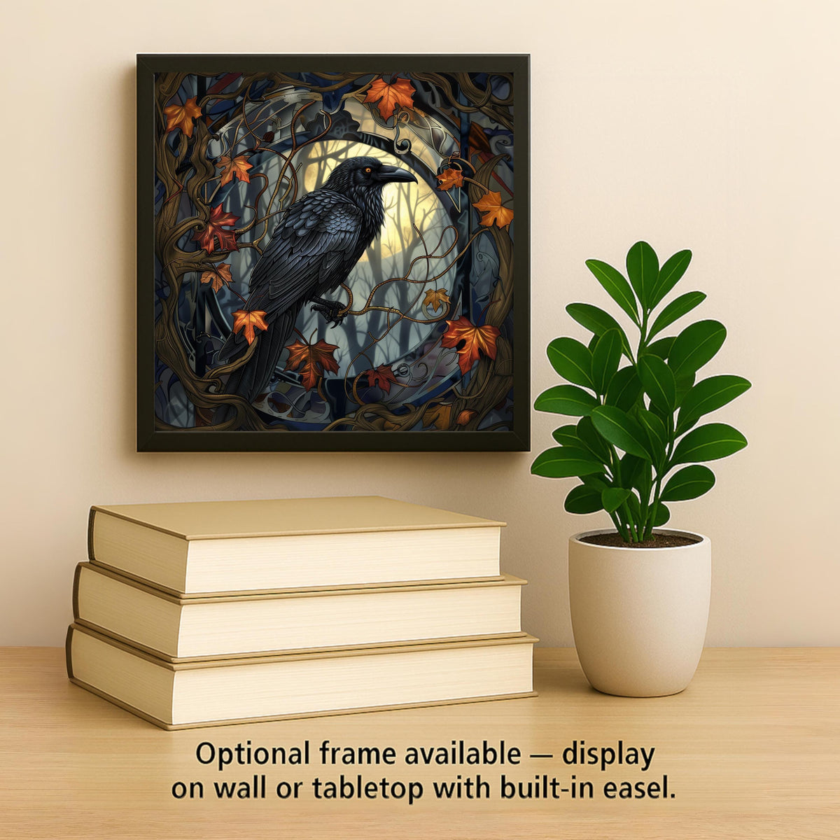 Gothic Raven Ceramic Art Tile: Whimsical Wall Decor Cottagecore Gift Fantasy Home Decor Wall Art