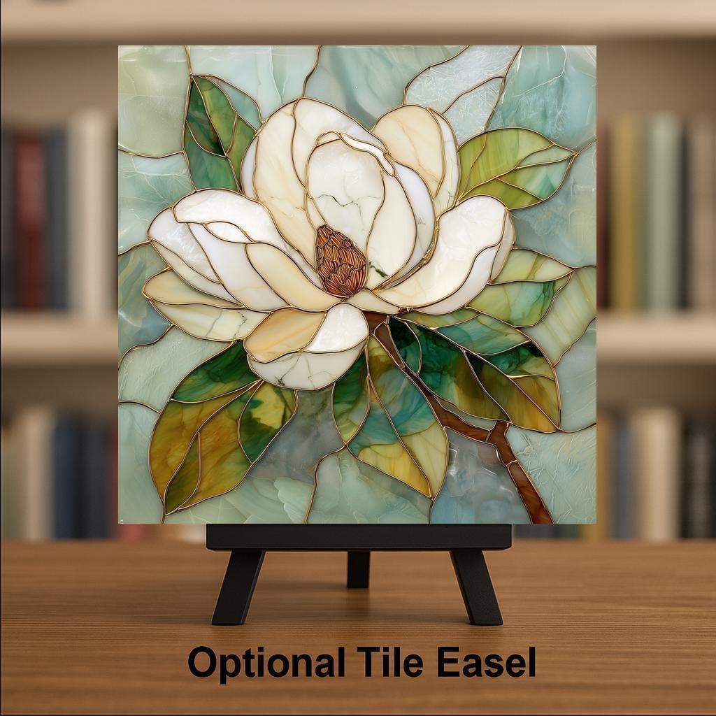 Magnolia Flower Wall Art Ceramic Tile Southern Magnolia Decor Floral Wall Decor Home Decor