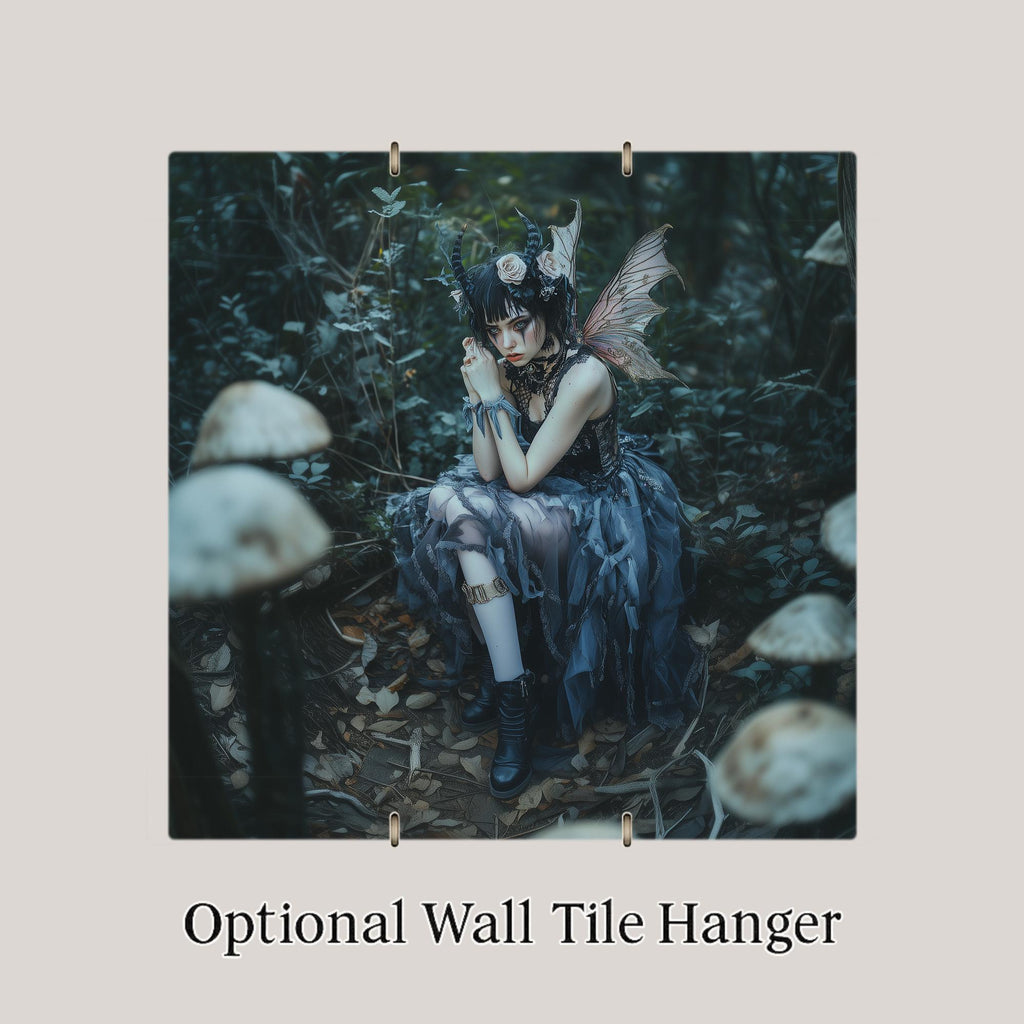 Gothic Fairy Wall Art Ceramic Tile Dark Fantasy Gift Witchy Decor Gothic Home Gift Dark Forest Art Tile