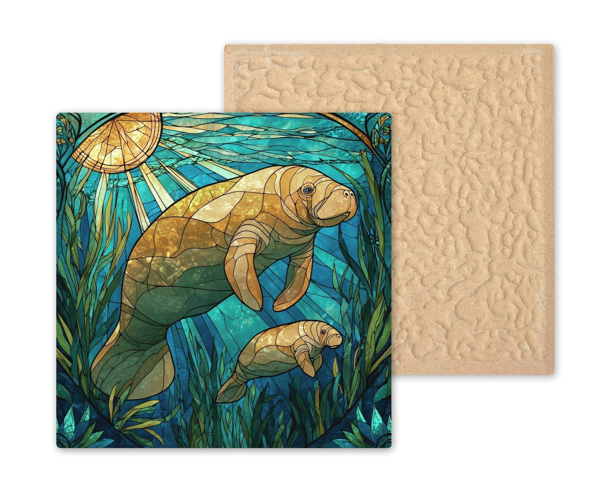 Manatee Wall Art Ceramic Tile Sea Life Gift Coastal Bathroom Decor Ocean Animal Art Manatee Lover Gift Tile