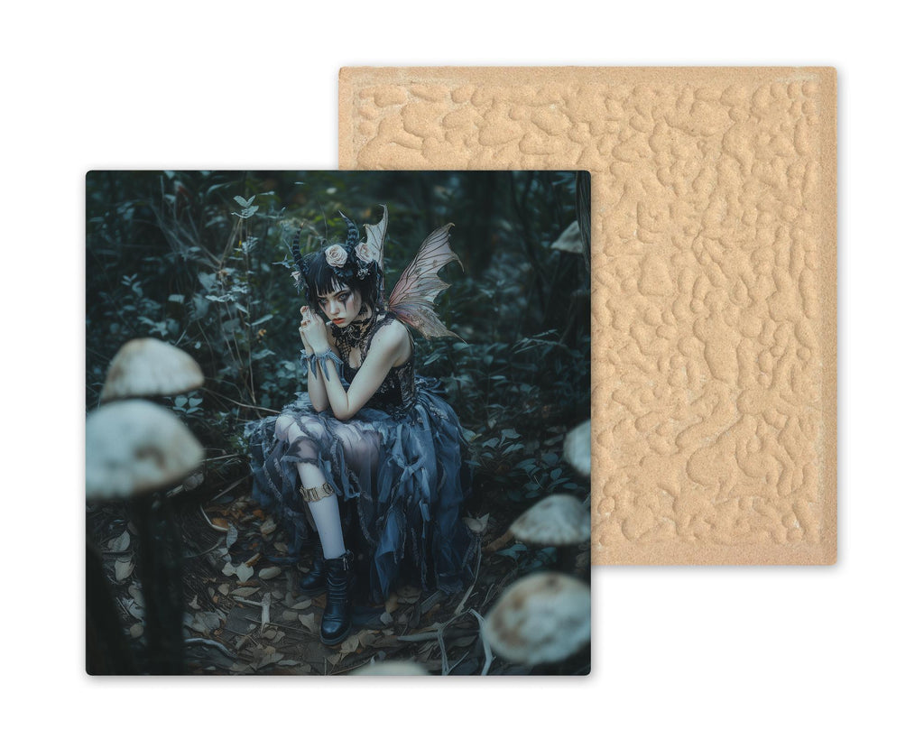 Gothic Fairy Wall Art Ceramic Tile Dark Fantasy Gift Witchy Decor Gothic Home Gift Dark Forest Art Tile