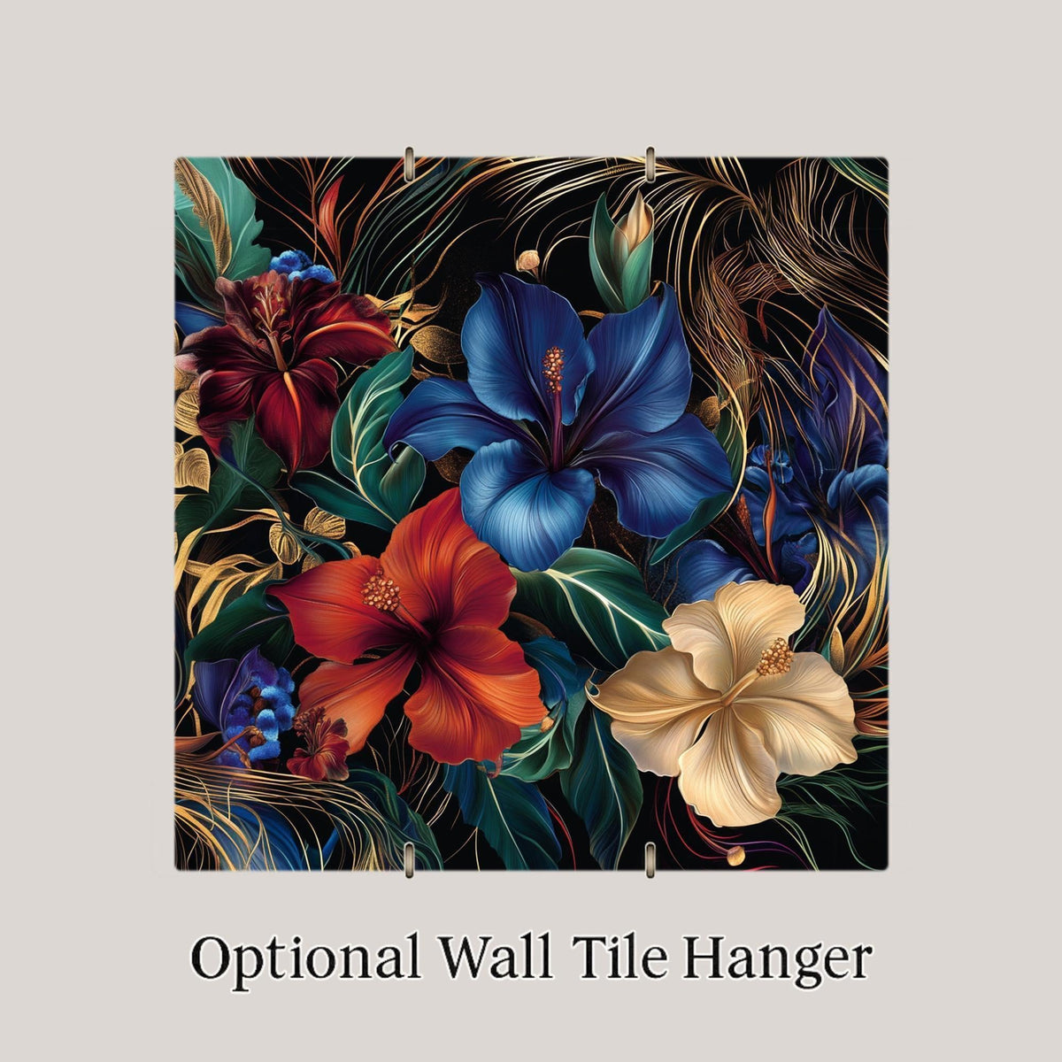 Floral Ceramic Art Tile – Art Nouveau Style, William Morris, Baroque Botanical Gift, Flower Lover Nature Art