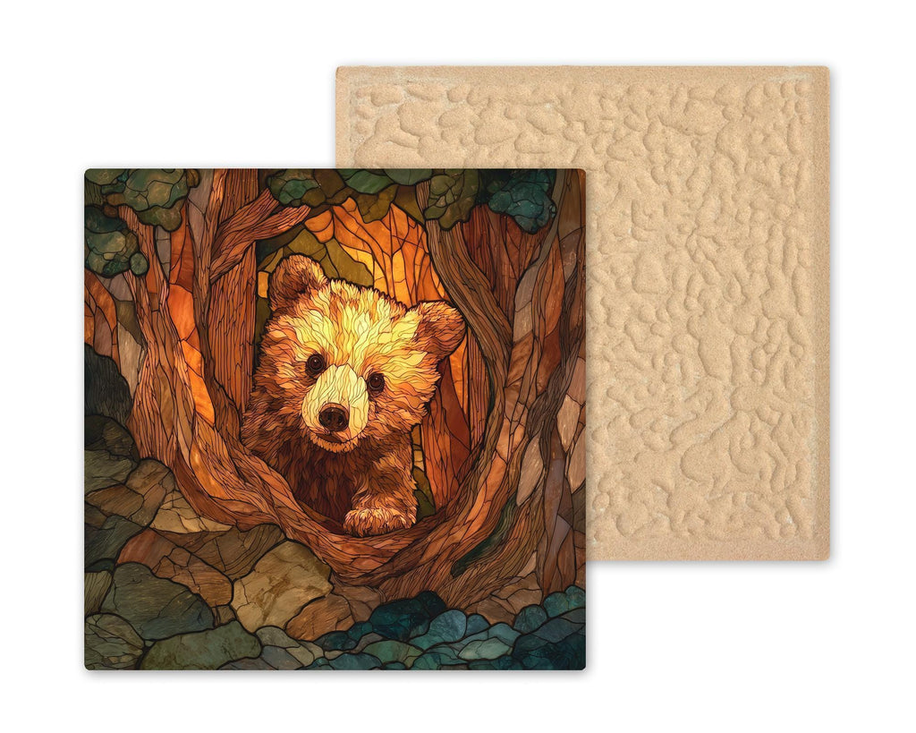 Bear Cub Wall Art Ceramic Tile Baby Bear Gift Woodland Animal Decor Cabin Nature Art