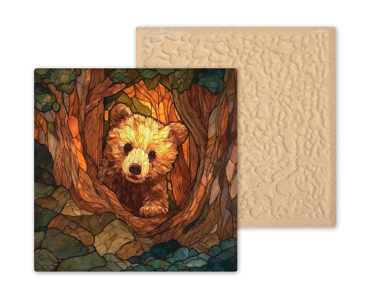 Bear Cub Wall Art Ceramic Tile Baby Bear Gift Woodland Animal Decor Cabin Nature Art