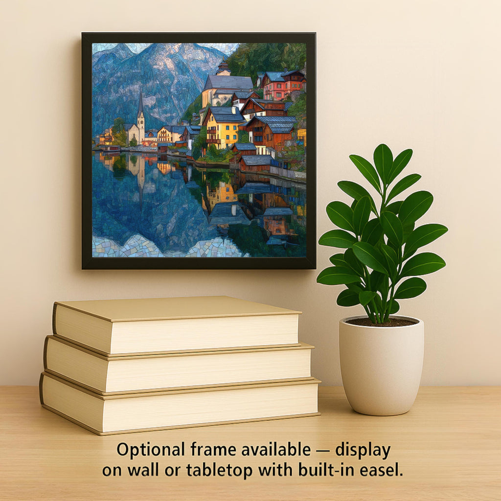 Hallstatt Austria Ceramic Art Tile – Austrian Alps Alpine Lake Village Wall Decor, European Travel Mountain Accent