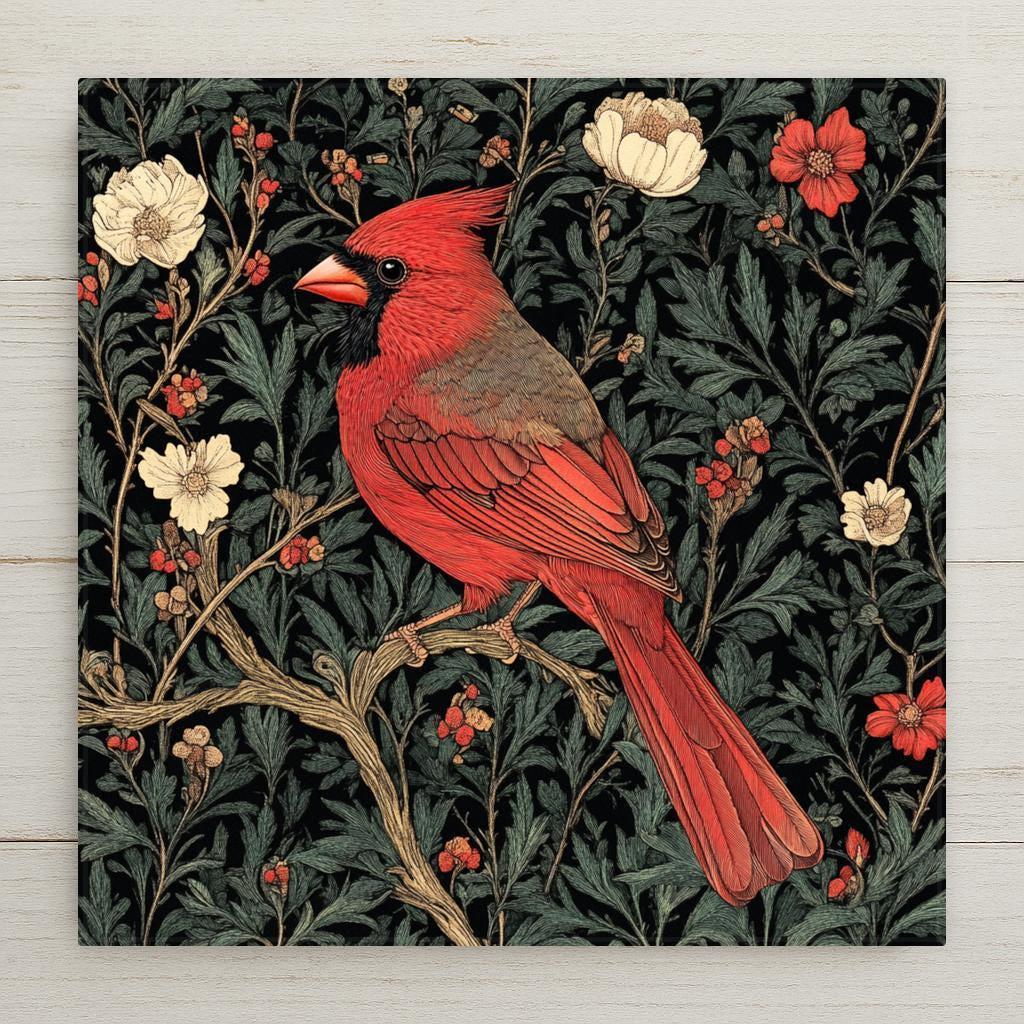 Cardinal wall art ceramic tile for home decor and wall decor.