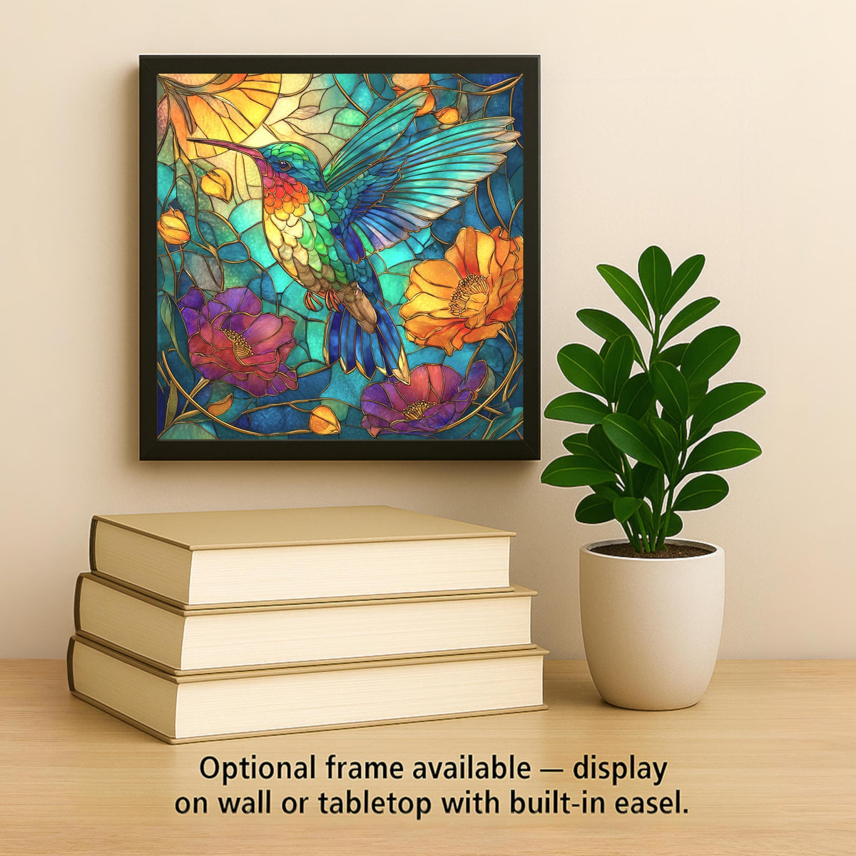Hummingbird Nature Wall Art Ceramic Tile Garden Gift Stained Glass Style Decor Bird Lover Art Nature Home Gift Tile