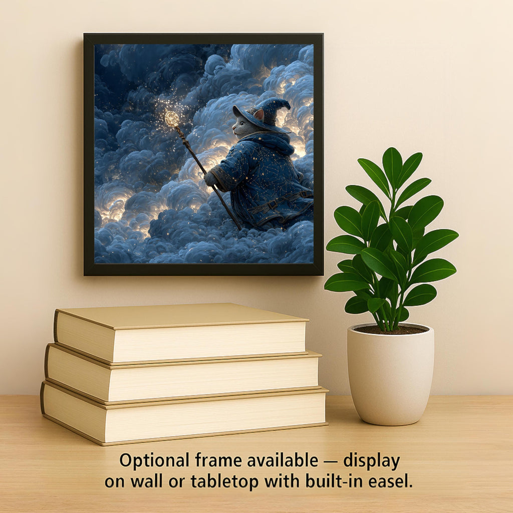 Wizard Cat Wall Art Ceramic Tile Fantasy Gift Mystical Cat Decor Magic Cat Art Witchy Home Gift Tile
