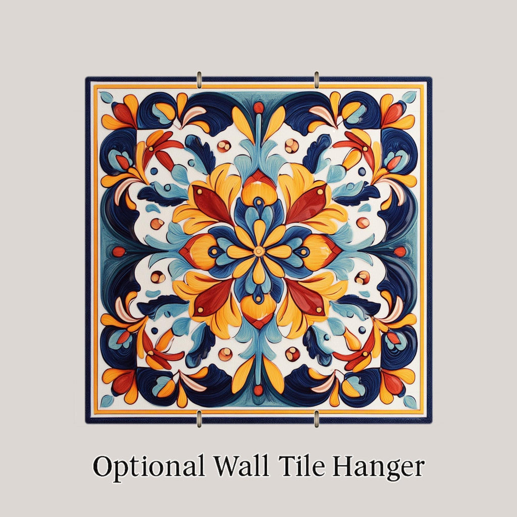 Talavera Wall Art Ceramic Tile Mexican Folk Art Decor Floral Mandala Kitchen Home Decor Colorful Southwestern Nature Art