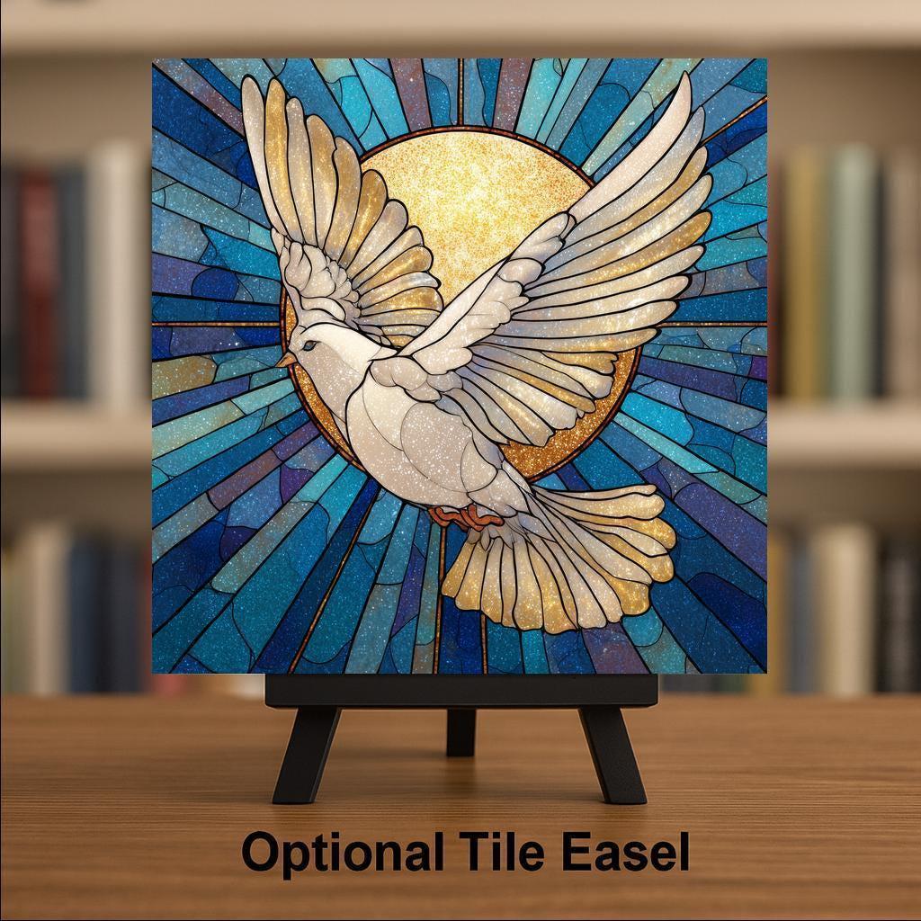 Dove Wall Art Ceramic Tile Stained Glass Style Christian Home Decor Peace Mosaic Style Spiritual Gift