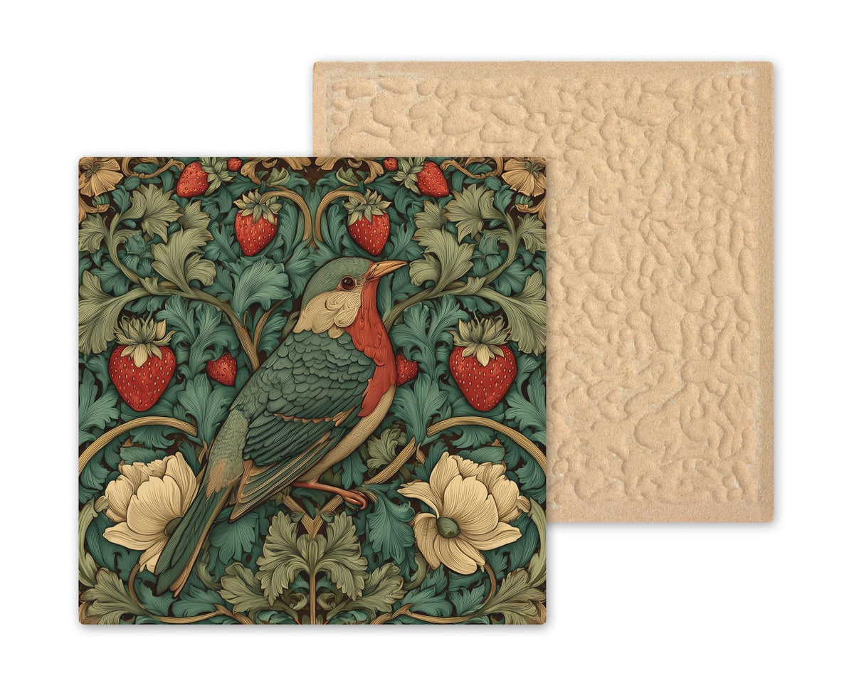 Songbird William Morris Ceramic Art Tile: Nature Wall Decor Bird Lover Gift Home Decor Wall Art Botanical Bird Nouveau Birdwatcher Nature